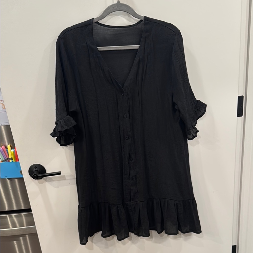 Cupshe Ruffle Hem Button-Up coverup